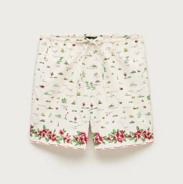 Cosmo short in map-print cotton poplin