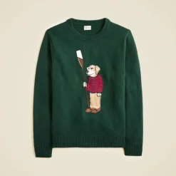 Cotton crewneck sweater with oarsman dog
