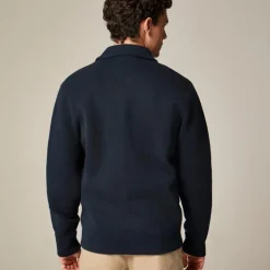 Cotton milano-stitch coach's sweater-jacket