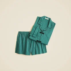 Cotton poplin pajama short set in stripe