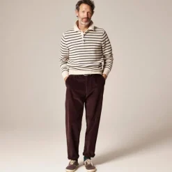 Cotton racking-stitch sweater-polo in stripe