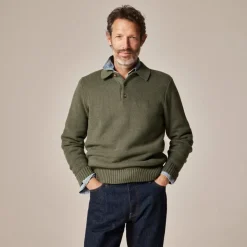 Cotton racking-stitch sweater-polo