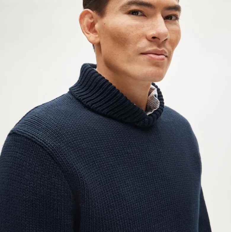 Cotton shawl-collar sweater