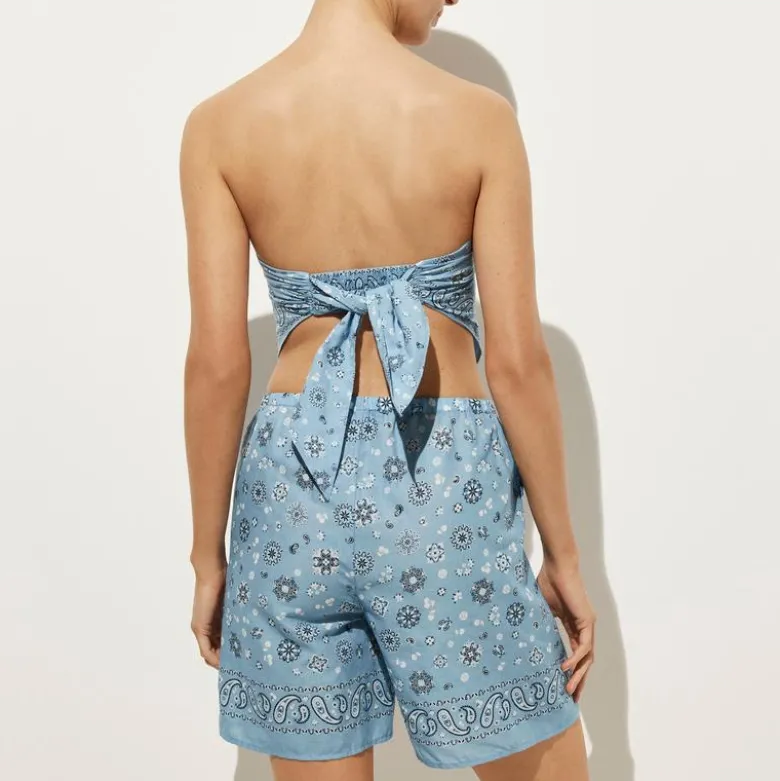 Cotton voile bandana short in paisley print