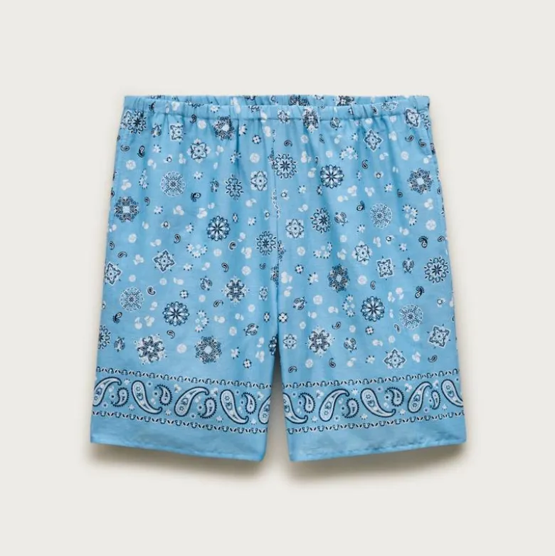 Cotton voile bandana short in paisley print