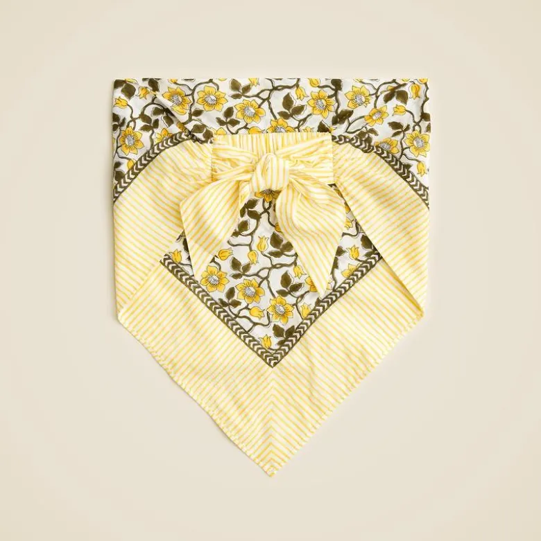 Cotton voile bandana top in daffodil daze block print