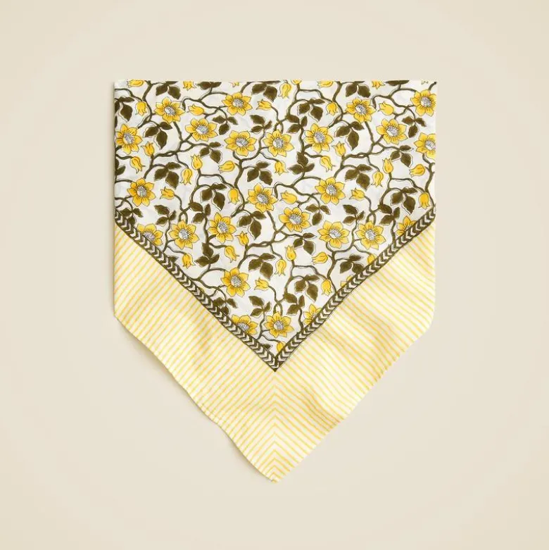 Cotton voile bandana top in daffodil daze block print