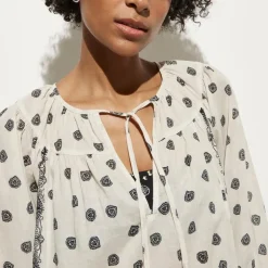 Cotton voile relaxed-fit tunic dress in bandana print