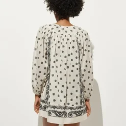 Cotton voile relaxed-fit tunic dress in bandana print