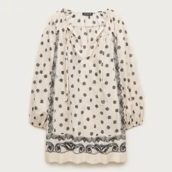Cotton voile relaxed-fit tunic dress in bandana print