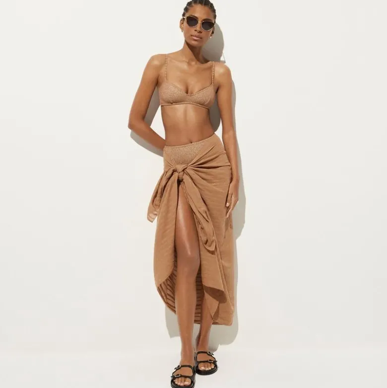 Cotton voile sarong with Lurex® metallic threads