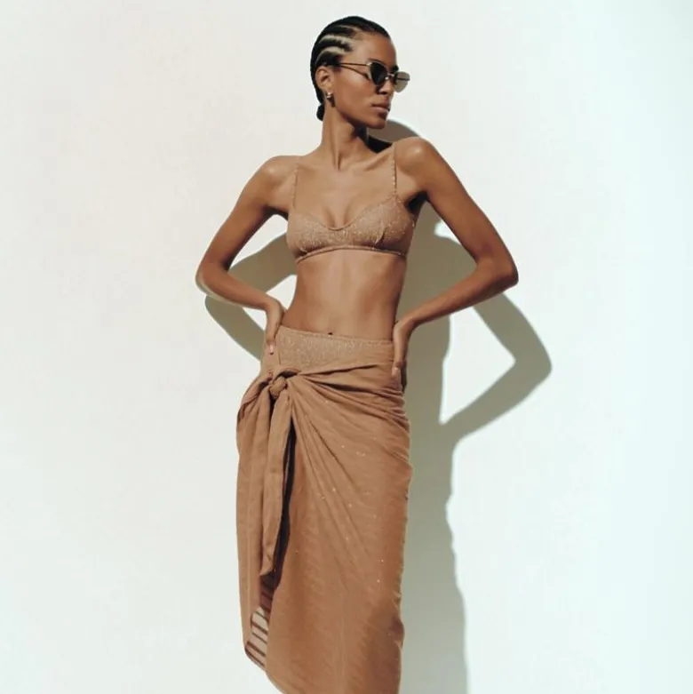 Cotton voile sarong with Lurex® metallic threads