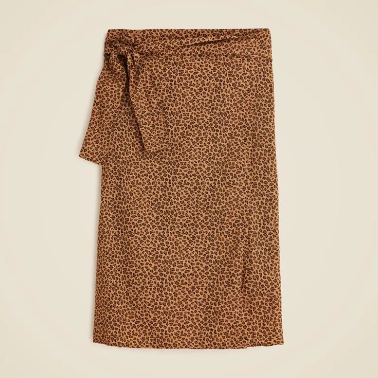 Cotton voile side-tie sarong in leopard print