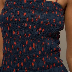 Cotton voile smocked sundress in cherry print