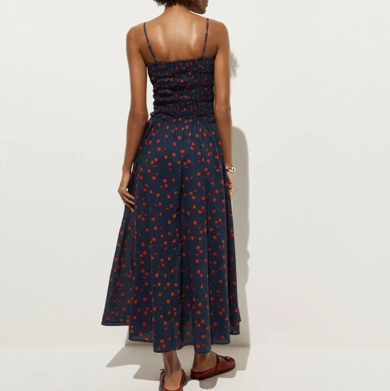 Cotton voile smocked sundress in cherry print