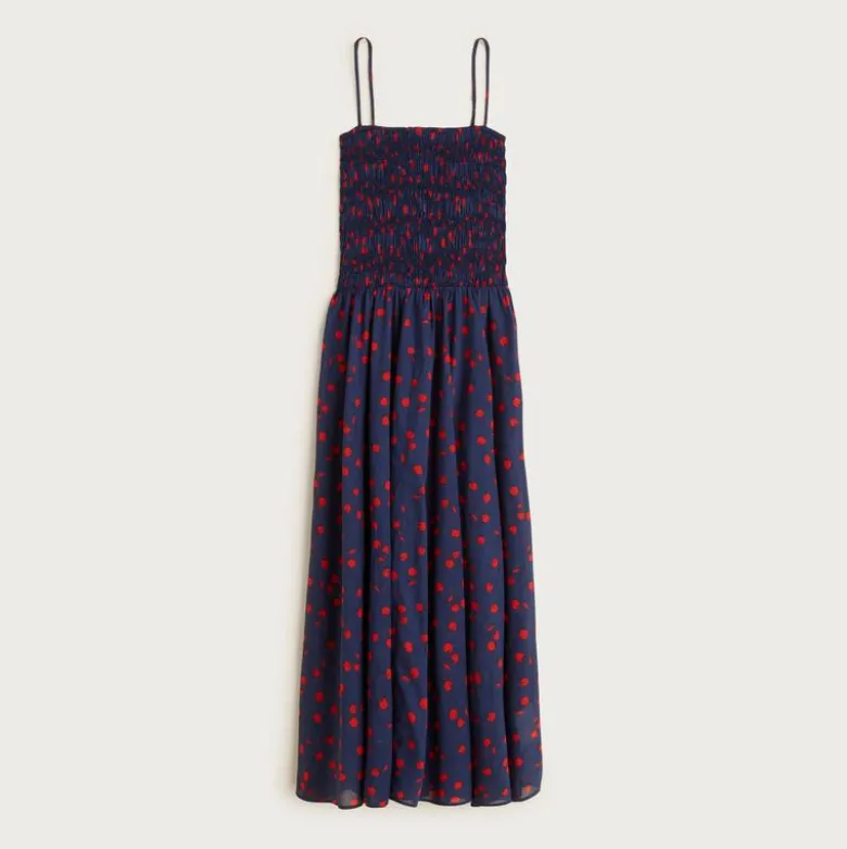 Cotton voile smocked sundress in cherry print