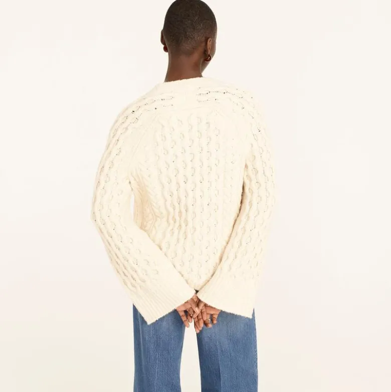 Cotton-blend bouclé cable-knit sweater