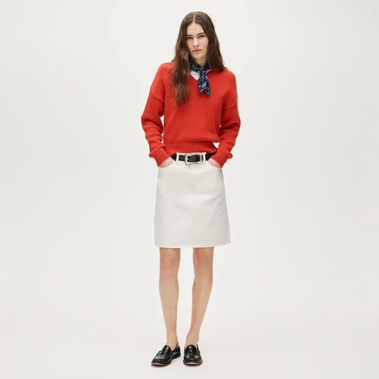 Cotton-blend V-neck pullover sweater