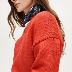 Cotton-blend V-neck pullover sweater