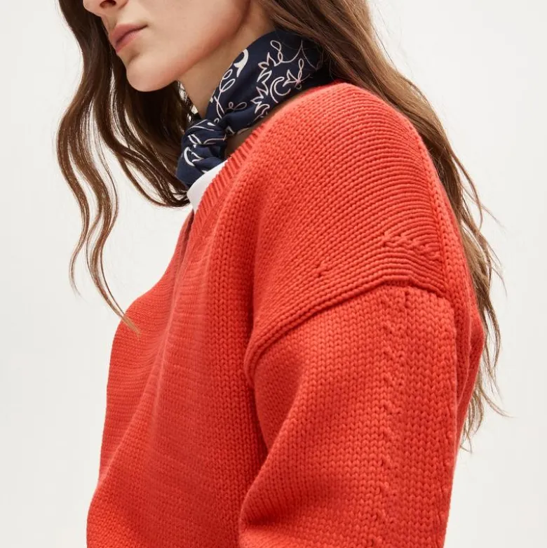 Cotton-blend V-neck pullover sweater
