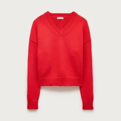 Cotton-blend V-neck pullover sweater