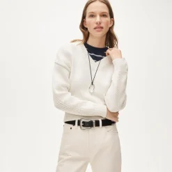 Cotton-blend V-neck pullover sweater