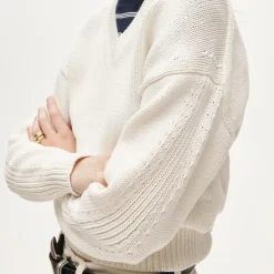 Cotton-blend V-neck pullover sweater