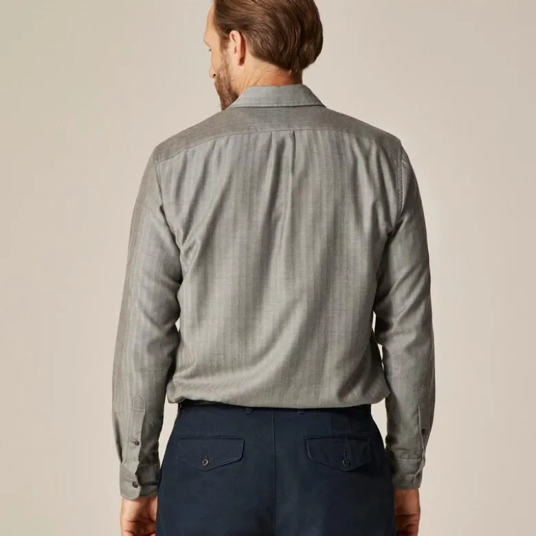 Cotton-cashmere blend shirt in check