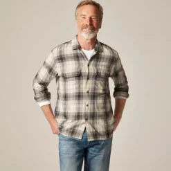 Cotton-hemp blend twill camp-collar shirt