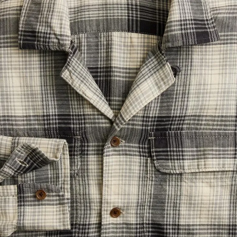 Cotton-hemp blend twill camp-collar shirt