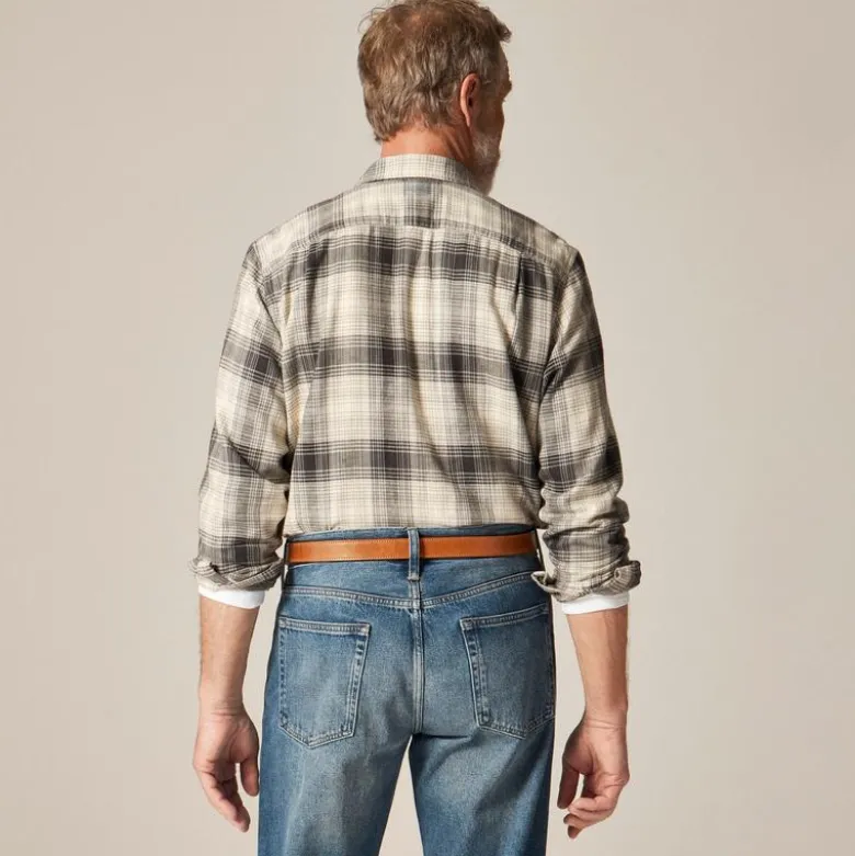 Cotton-hemp blend twill camp-collar shirt