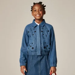 Crewcuts Collection embellished cropped jacket in drapey denim
