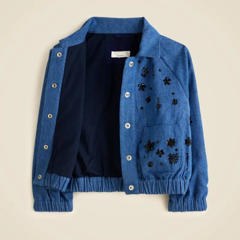 Crewcuts Collection embellished cropped jacket in drapey denim