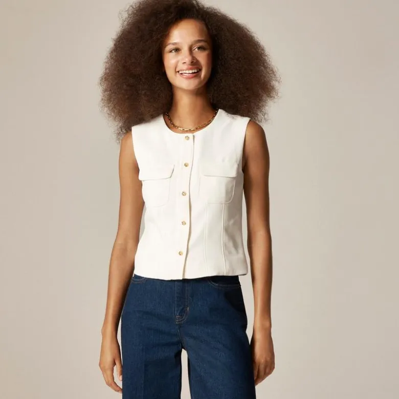 Crewneck vest in city crepe