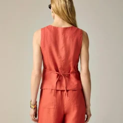 Crewneck vest in linen