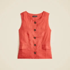 Crewneck vest in linen