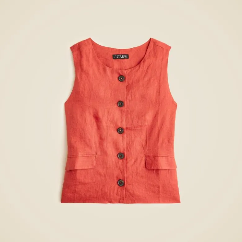 Crewneck vest in linen