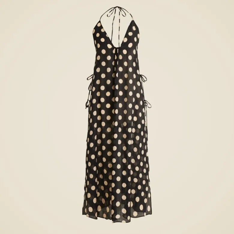 Crinkle side-tie dress in dot print