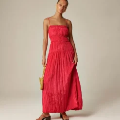 Crinkled ruffle-trim dress