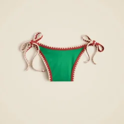 Crochet-trim string bikini bottom