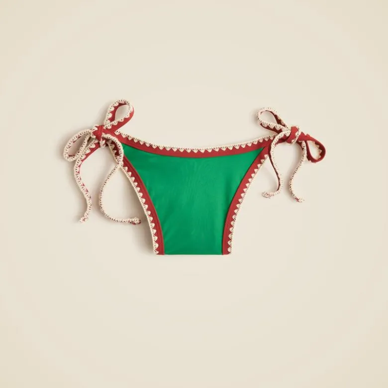 Crochet-trim string bikini bottom