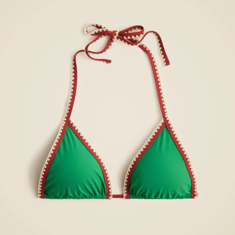 Crochet-trim string bikini top