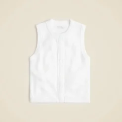 Cropped button-up sweater shell