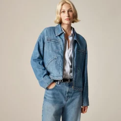Cropped denim jacket with stud embellishments