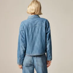 Cropped denim jacket with stud embellishments