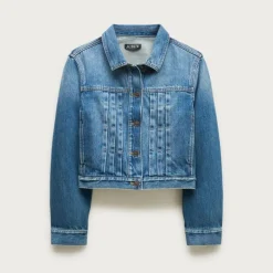 Cropped denim jacket with pintucks