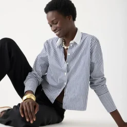 Cropped garçon shirt in striped print