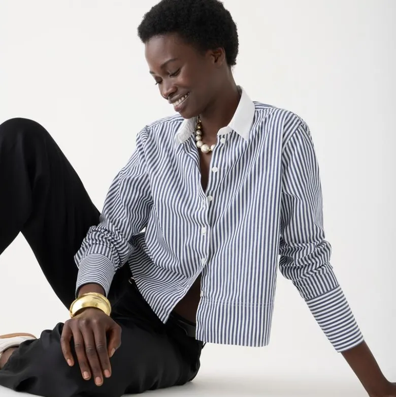 Cropped garçon shirt in striped print