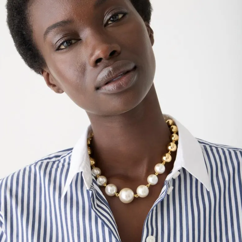 Cropped garçon shirt in striped print