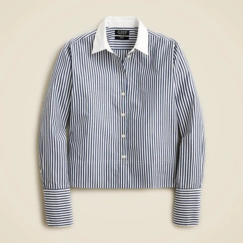 Cropped garçon shirt in striped print